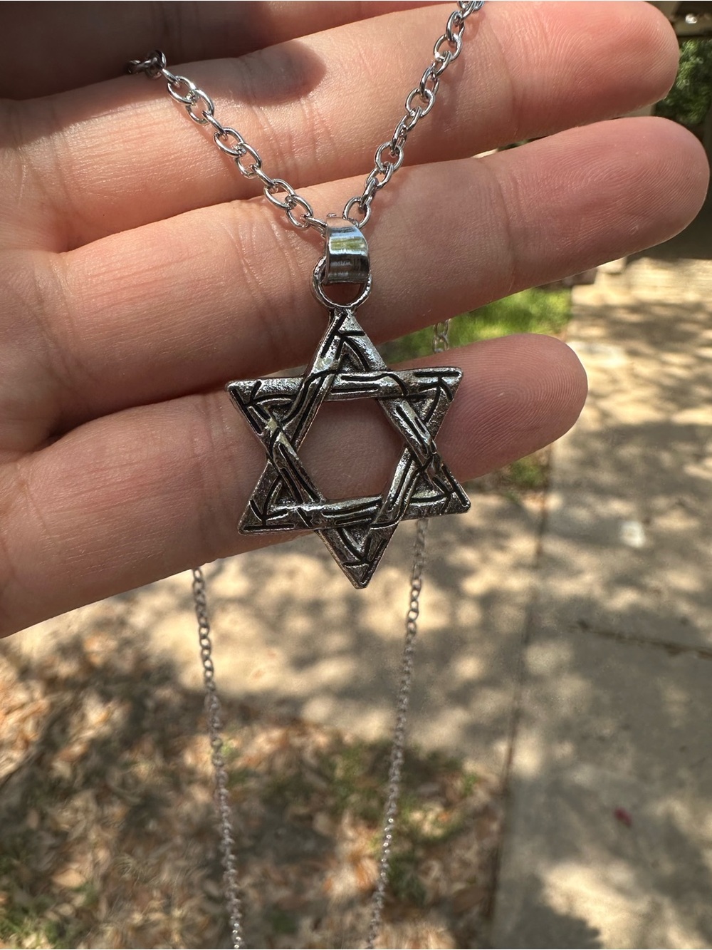 Antique Silver Star of David Pendant Necklace - Classic Religious Jewelry
